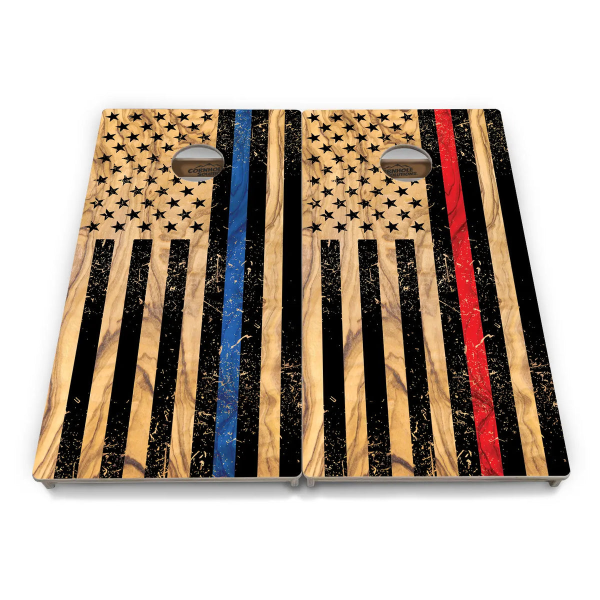 Light Wood Blue/Red Line Flag Cornhole Boards - Professional Tournament Series