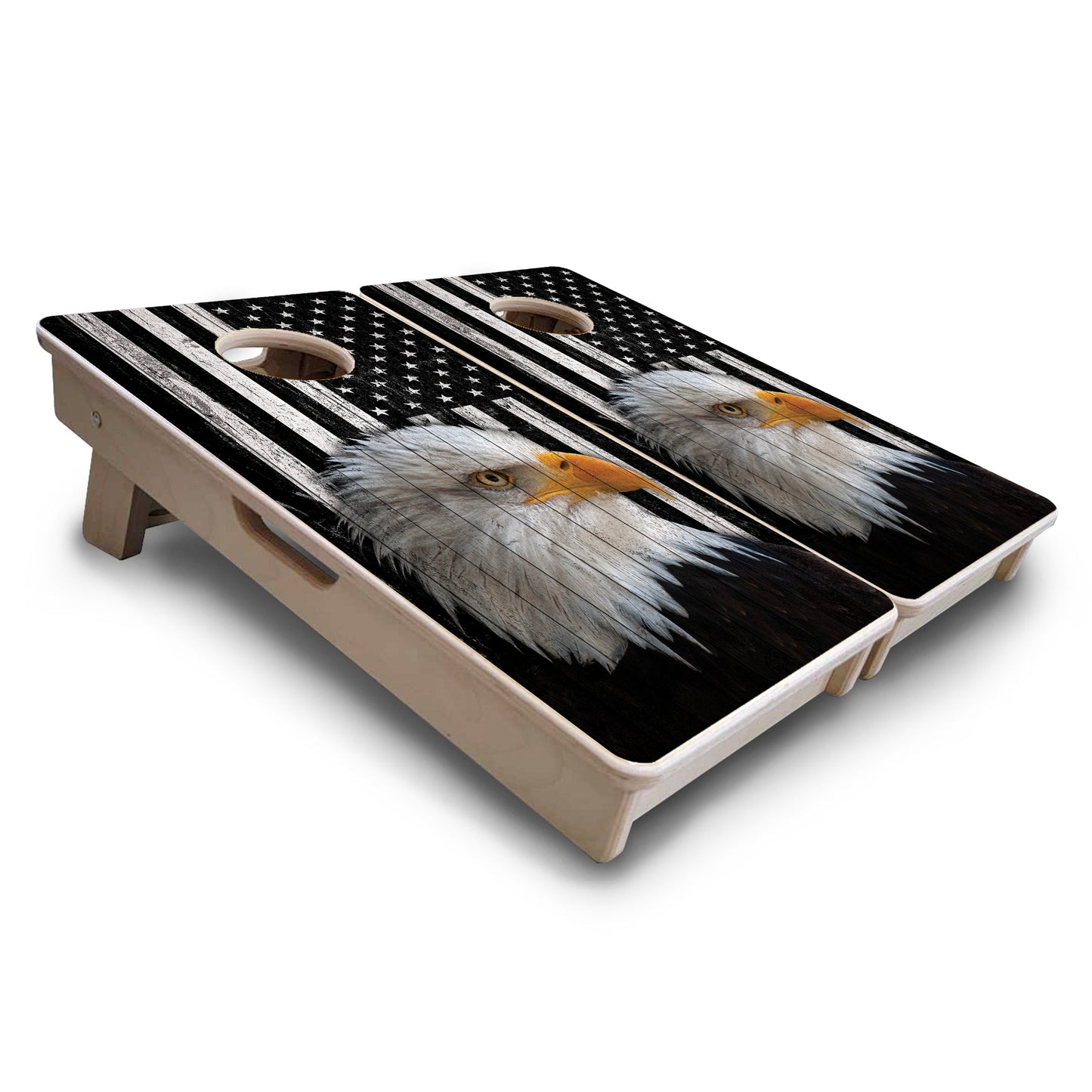 Mini Cornhole Boards - B&W Eagle Flag