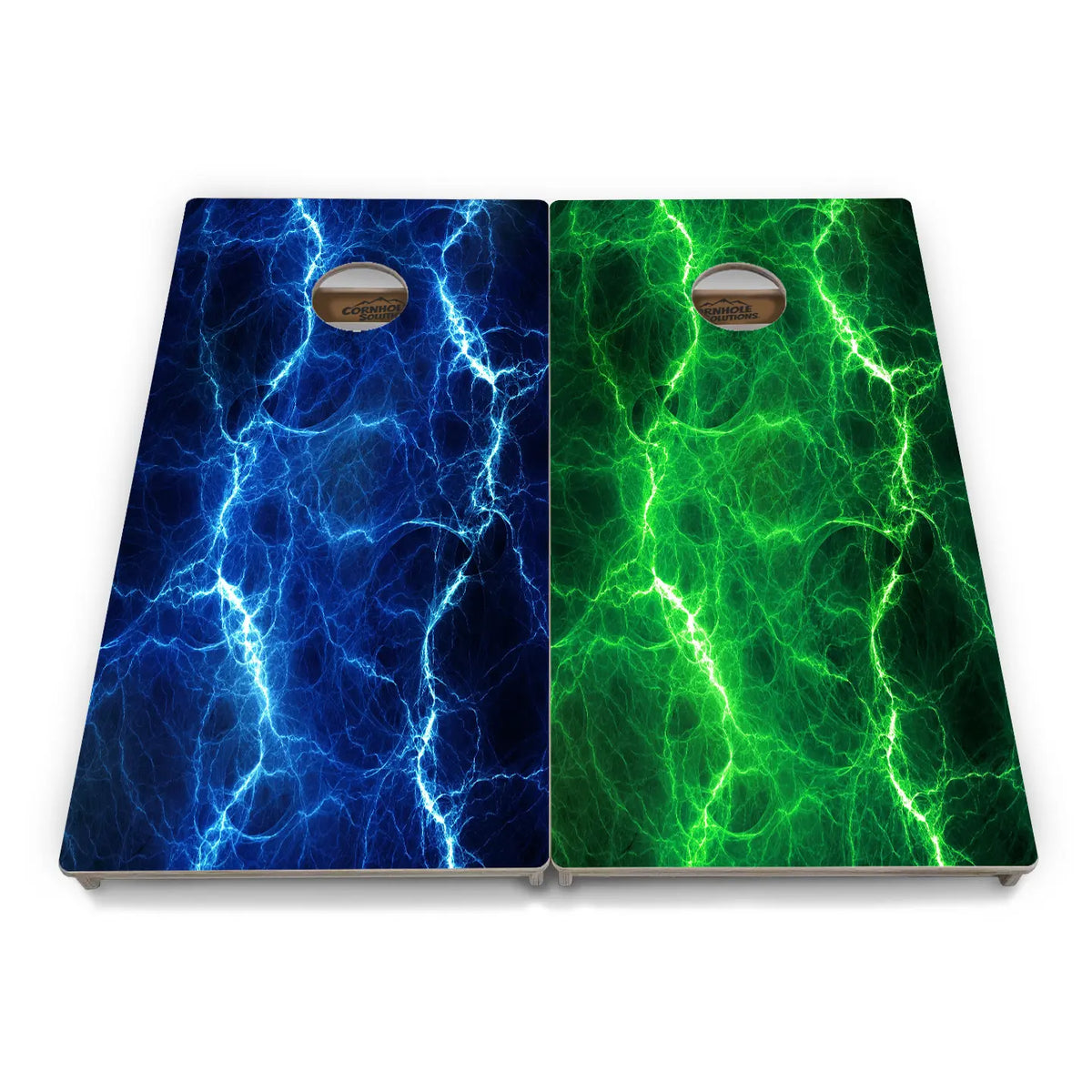 Blue & Green Lightning Cornhole Boards - Professional Tournament Series