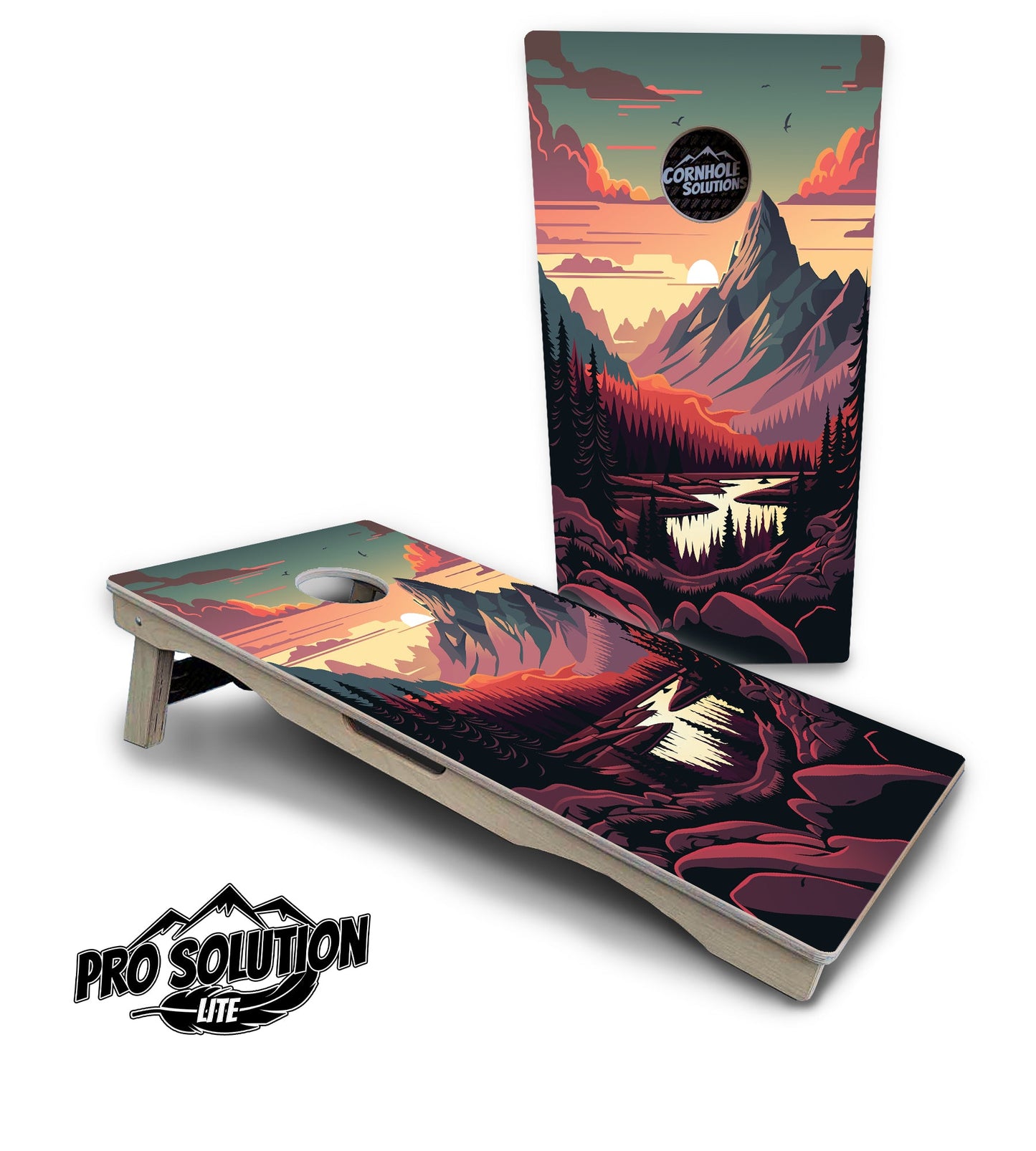 Mountain Sunset Cornhole Boards - Pro Solution Lite Series