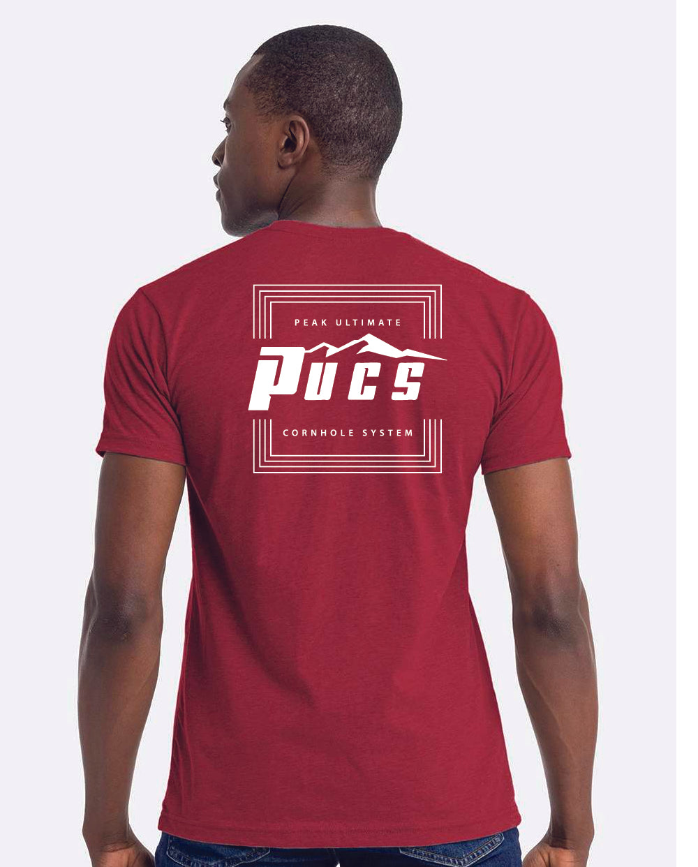 PUCS Crimson Red Tee – Athletic Cotton T-Shirt with White Bold Back Logo