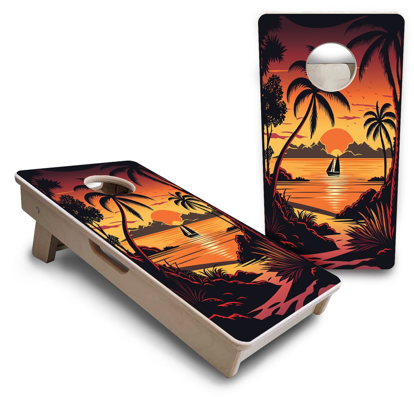 Mini Cornhole Boards - Beach Sunset