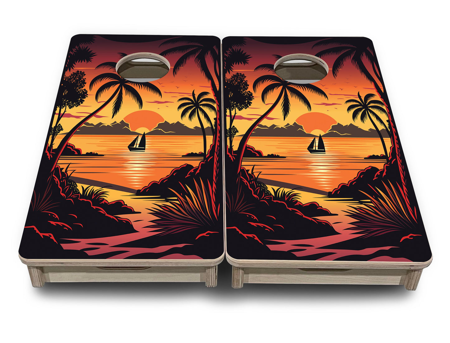 Mini Cornhole Boards - Beach Sunset