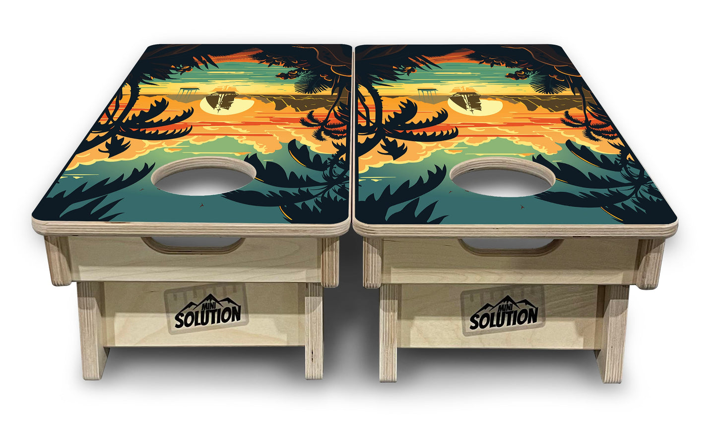 Mini Cornhole Boards - Beach Sunset