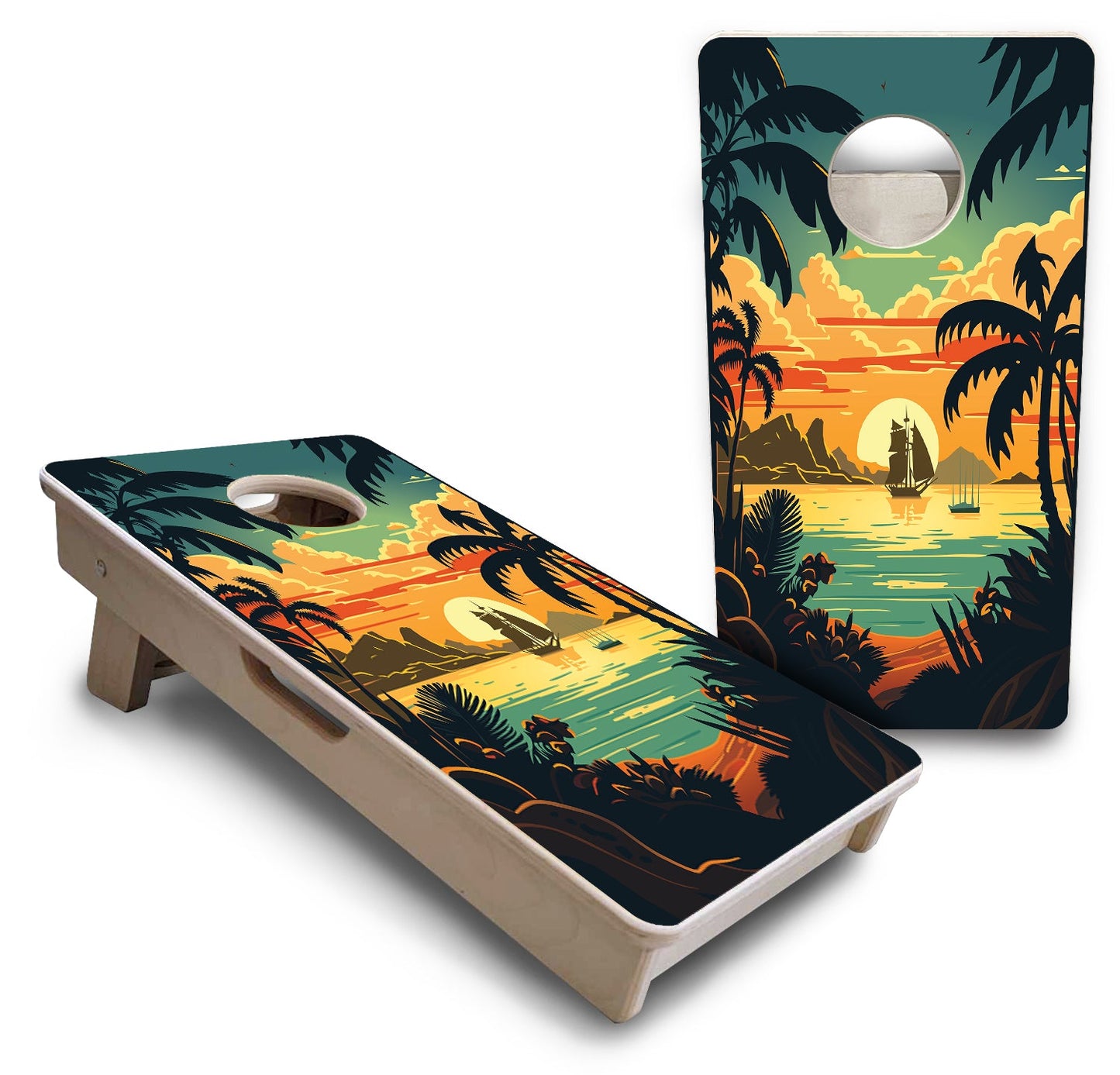 Mini Cornhole Boards - Beach Sunset