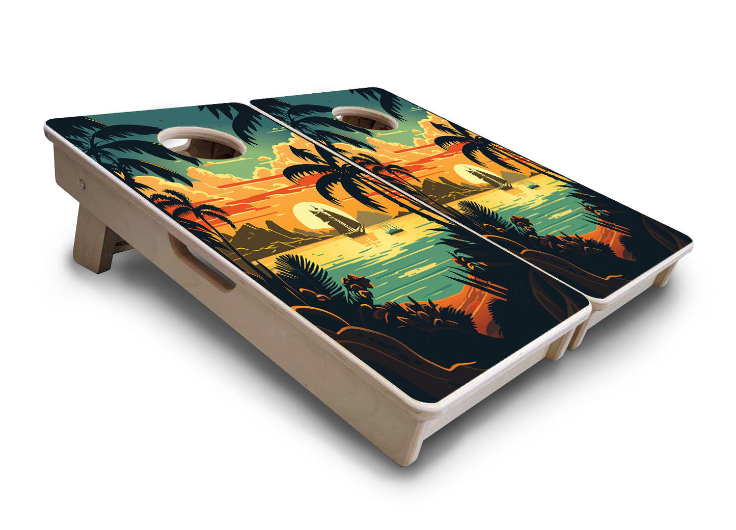 Mini Cornhole Boards - Beach Sunset