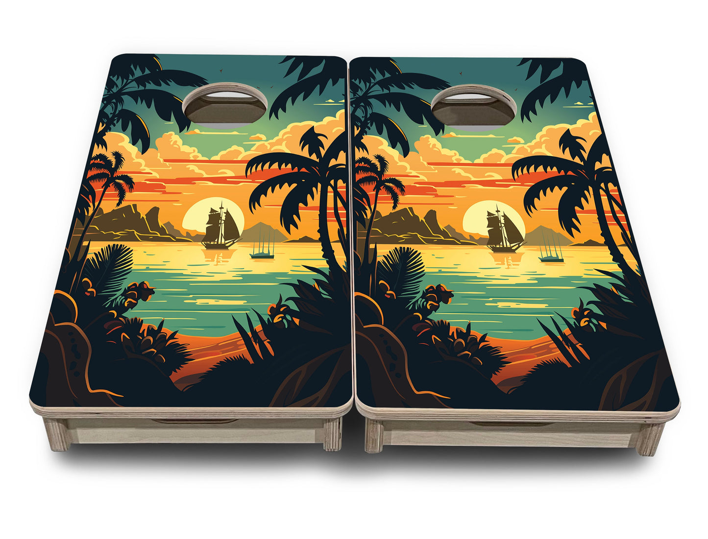 Mini Cornhole Boards - Beach Sunset