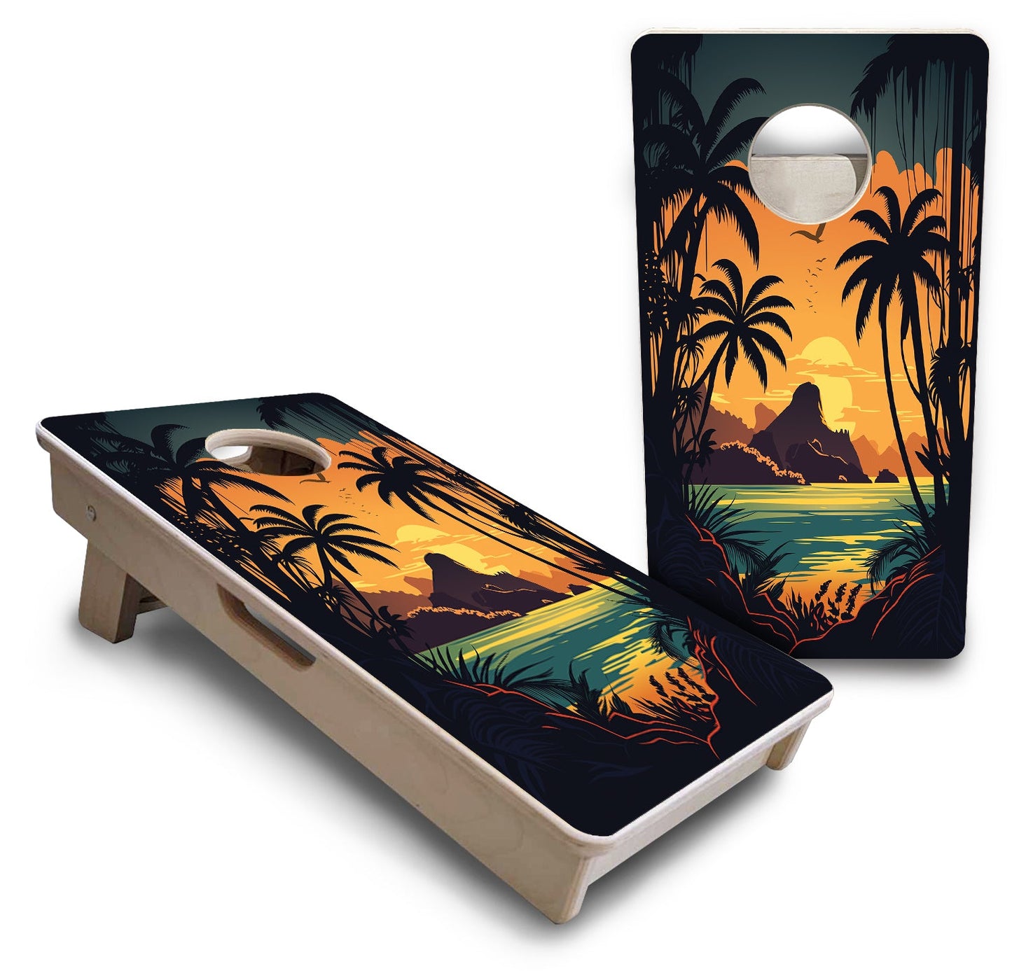 Mini Cornhole Boards - Beach Sunset