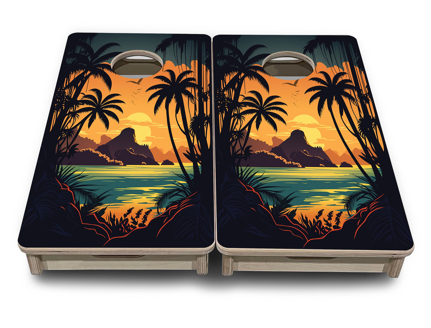Mini Cornhole Boards - Beach Sunset