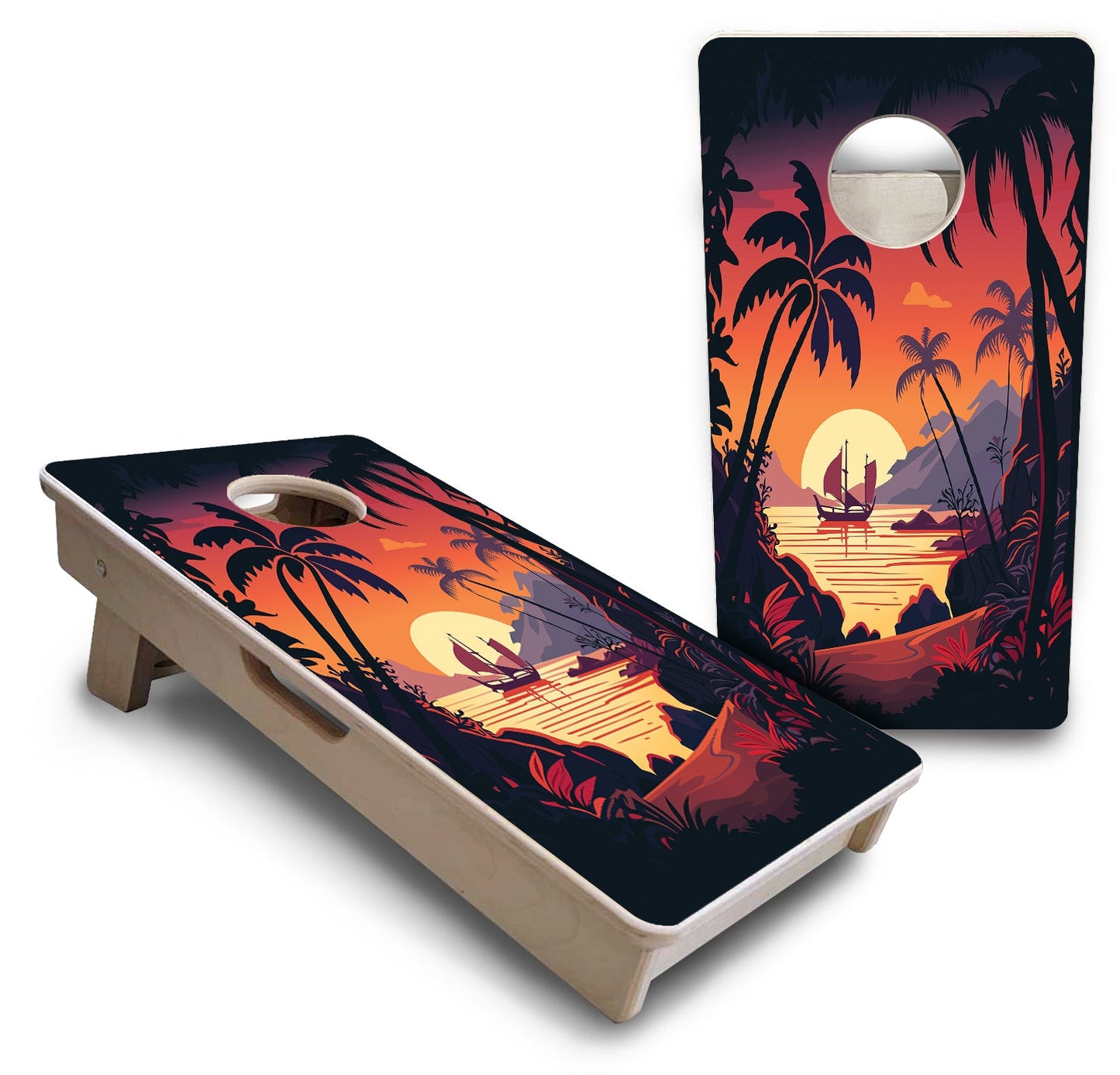 Mini Cornhole Boards - Beach Sunset