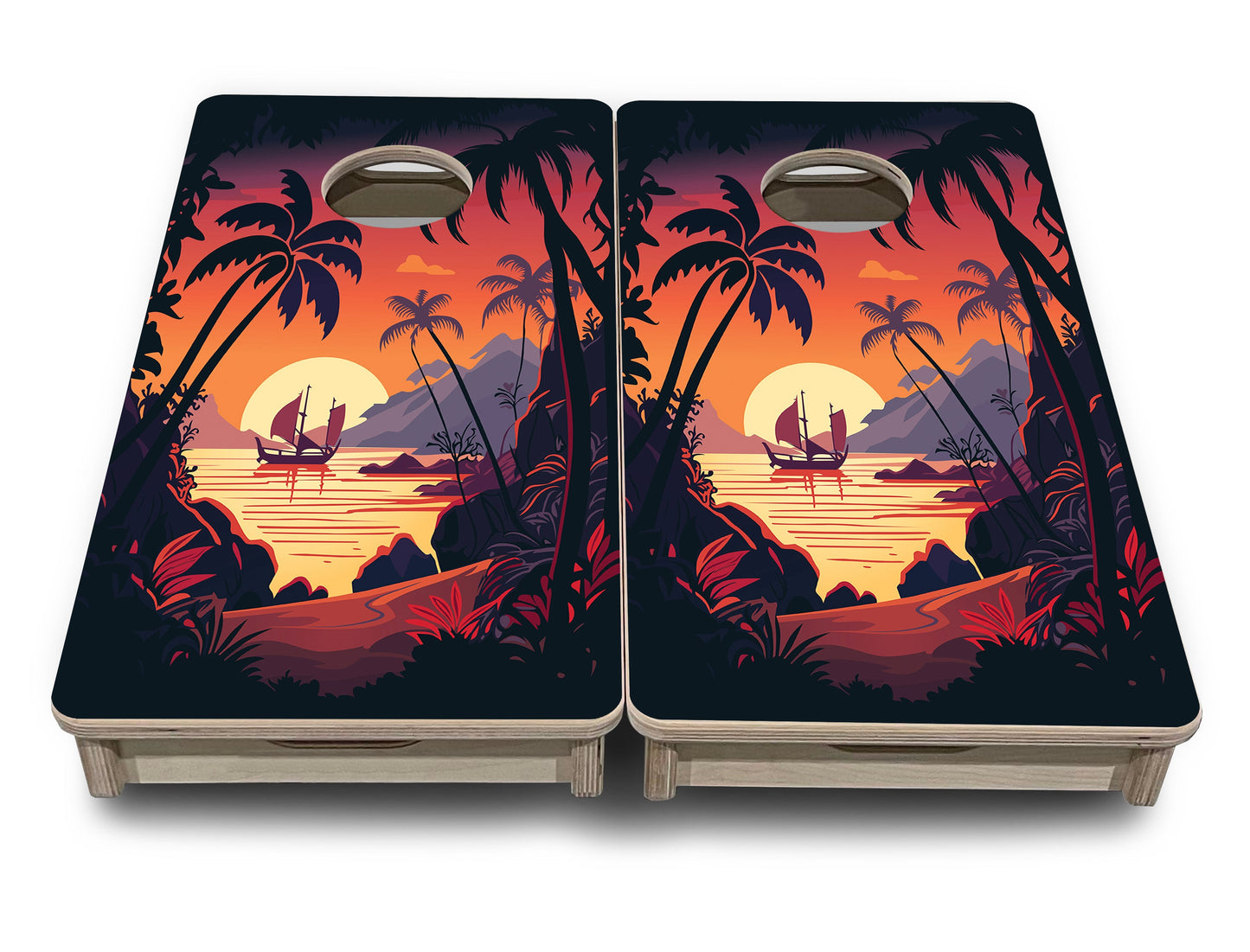 Mini Cornhole Boards - Beach Sunset