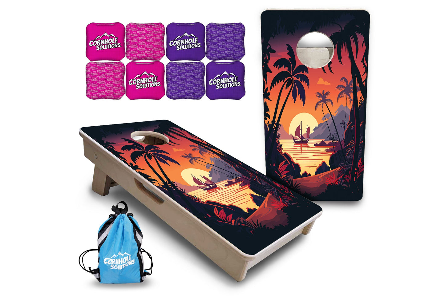Mini Cornhole Boards - Beach Sunset