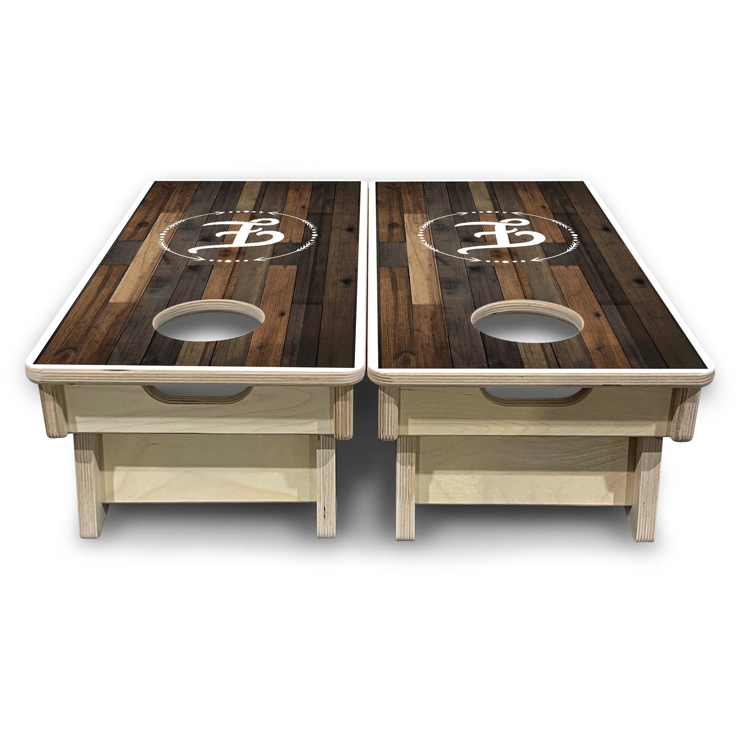 Mini Cornhole Boards - Wood Wreath Letter