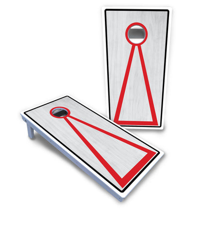 Red/Black Hole Ring Grey Wash Cornhole Boards - All Weather Series