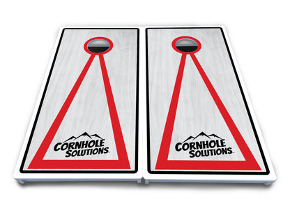 Red/Black Hole Ring Grey Wash Cornhole Boards - All Weather Series
