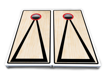 Red/Black Hole Ring Cornhole Boards - All Weather Series