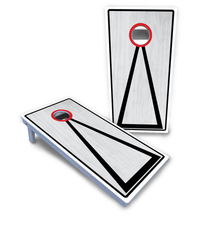 Red/Black Hole Ring Grey Wash Cornhole Boards - All Weather Series