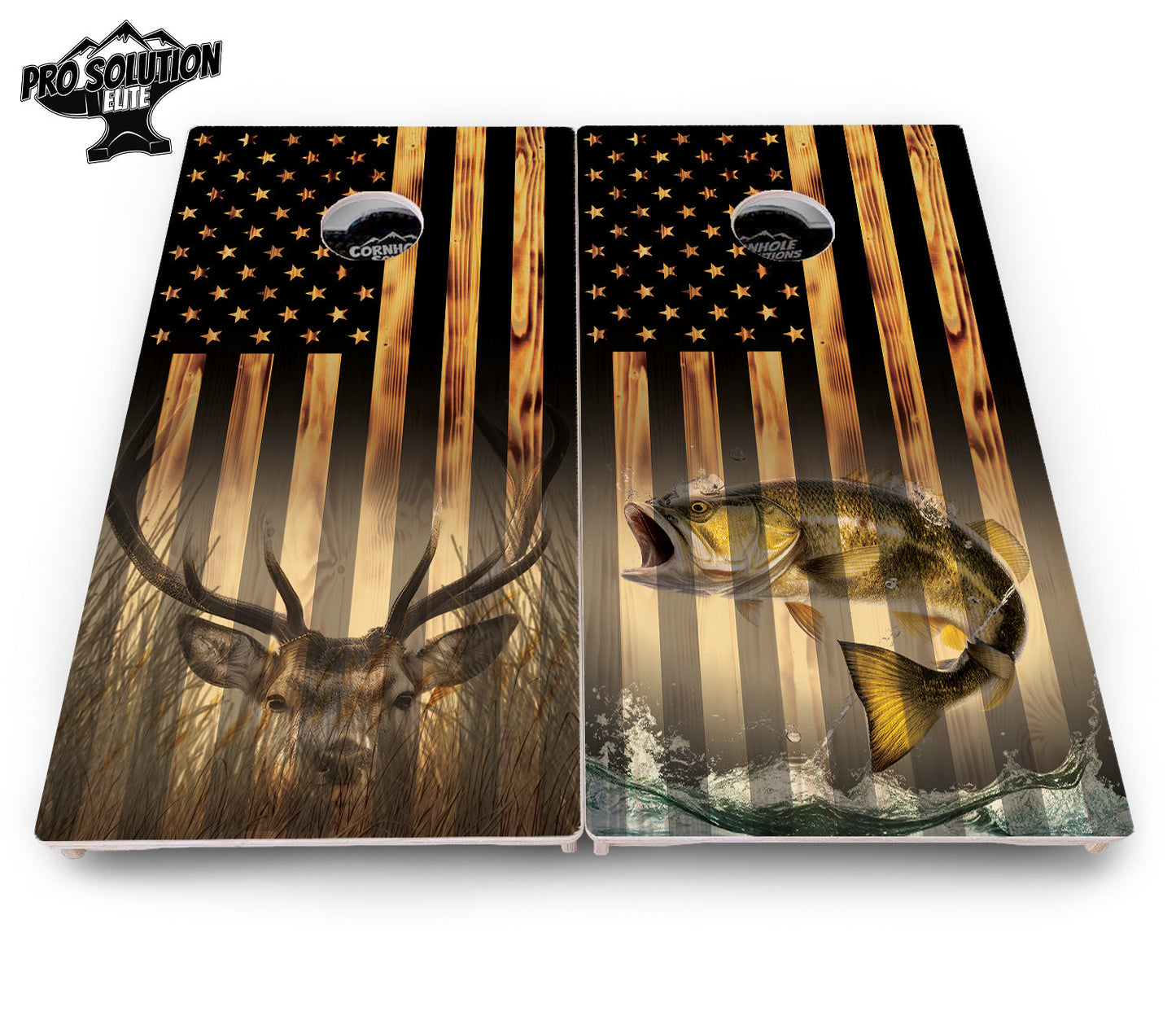 Hidden Deer & Fish Cornhole Boards - Pro Solution Elite Series