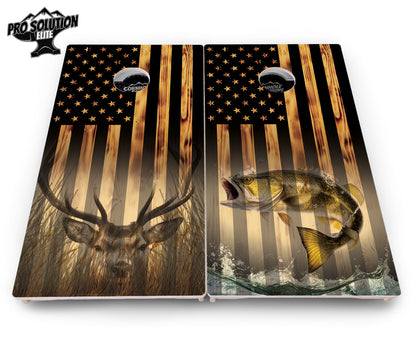 Hidden Deer & Fish Cornhole Boards - Pro Solution Elite Series