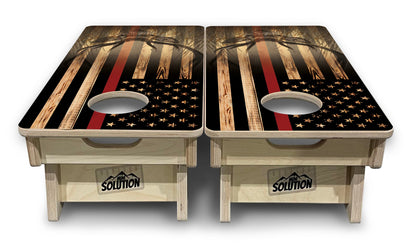 Mini Cornhole Boards - Blue & Red Line Deer & Fish Flag