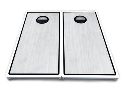 Red/Black Hole Ring Grey Wash Cornhole Boards - All Weather Series