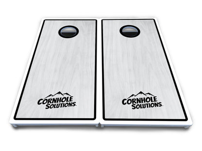 Red/Black Hole Ring Grey Wash Cornhole Boards - All Weather Series