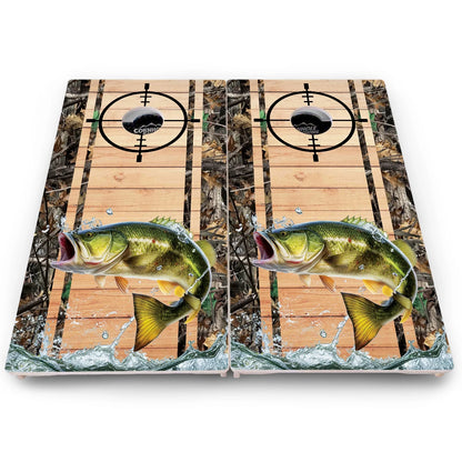 Scope Deer & Fish Plank Cornhole Boards - Pro Solution Lite Series
