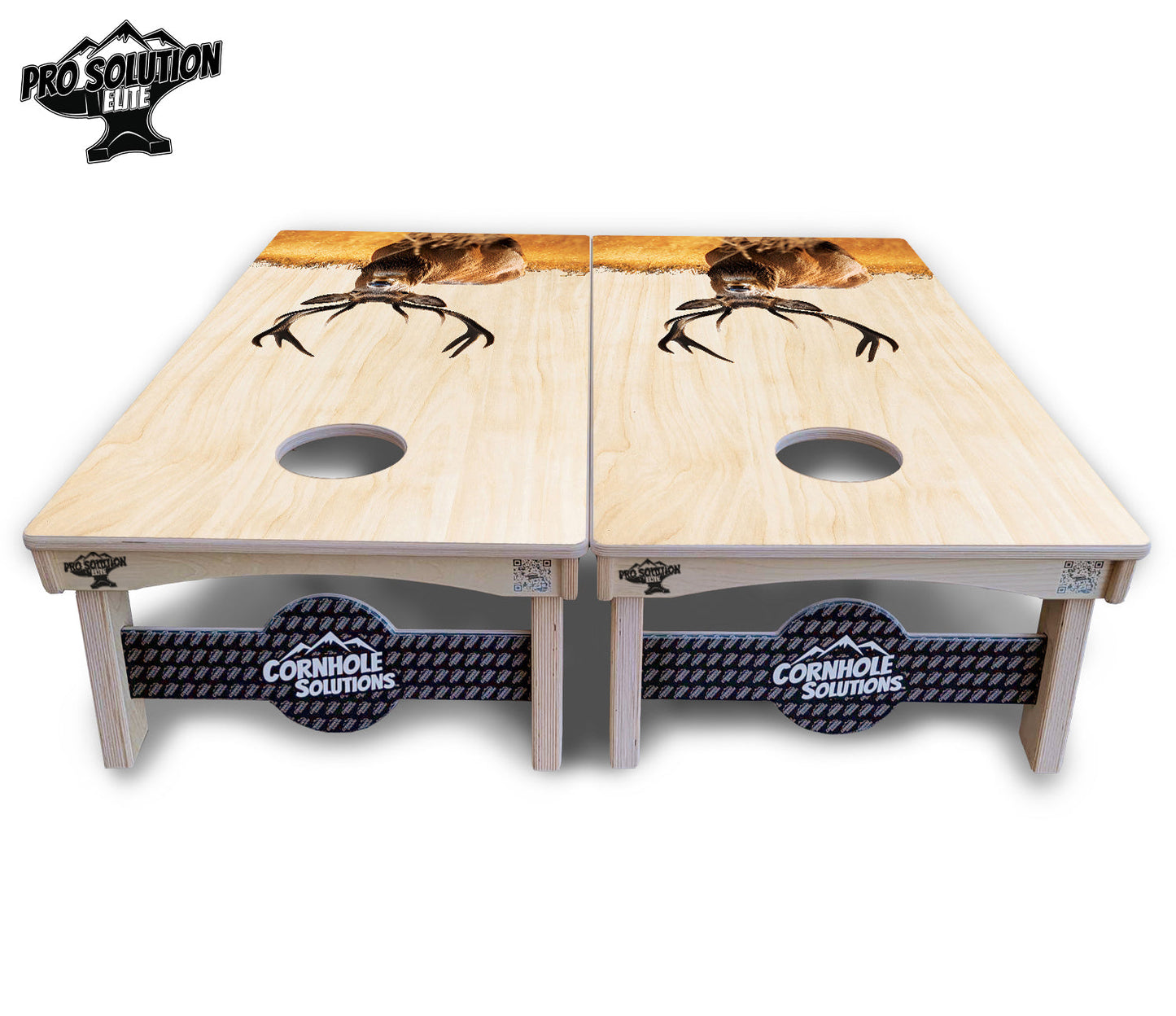 Natural Deer & Fish Cornhole Boards - Pro Solution Elite Series