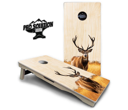 Natural Deer & Fish Cornhole Boards - Pro Solution Elite Series