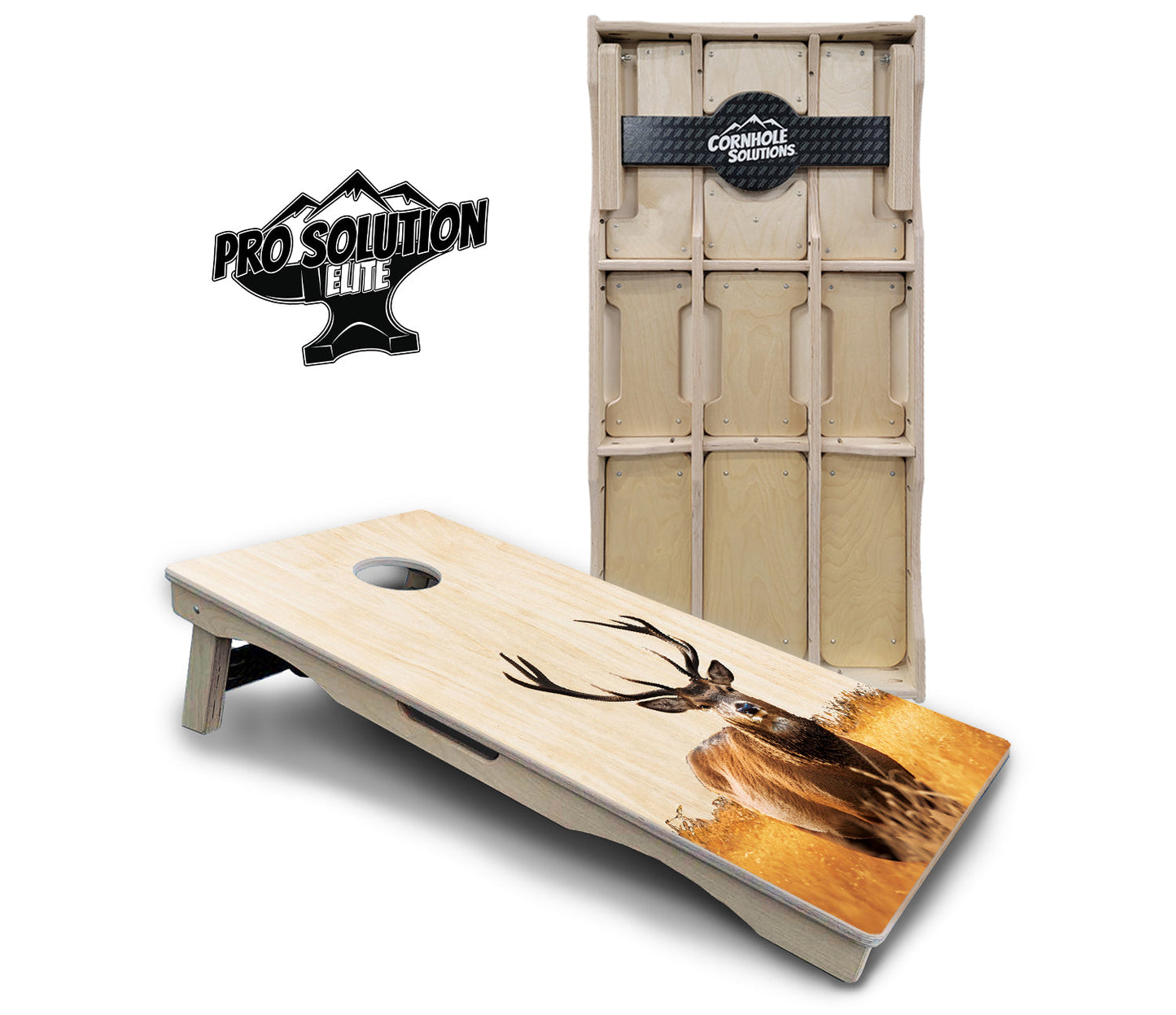 Natural Deer & Fish Cornhole Boards - Pro Solution Elite Series