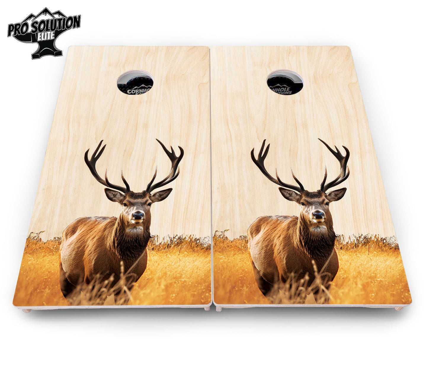 Natural Deer & Fish Cornhole Boards - Pro Solution Elite Series