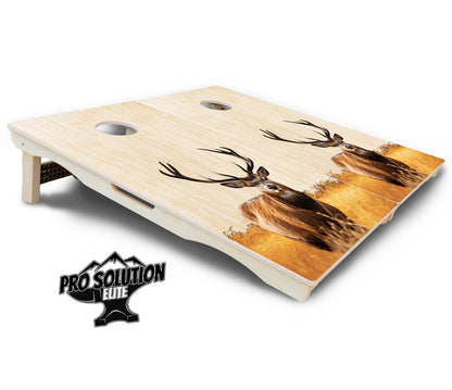 Natural Deer & Fish Cornhole Boards - Pro Solution Elite Series