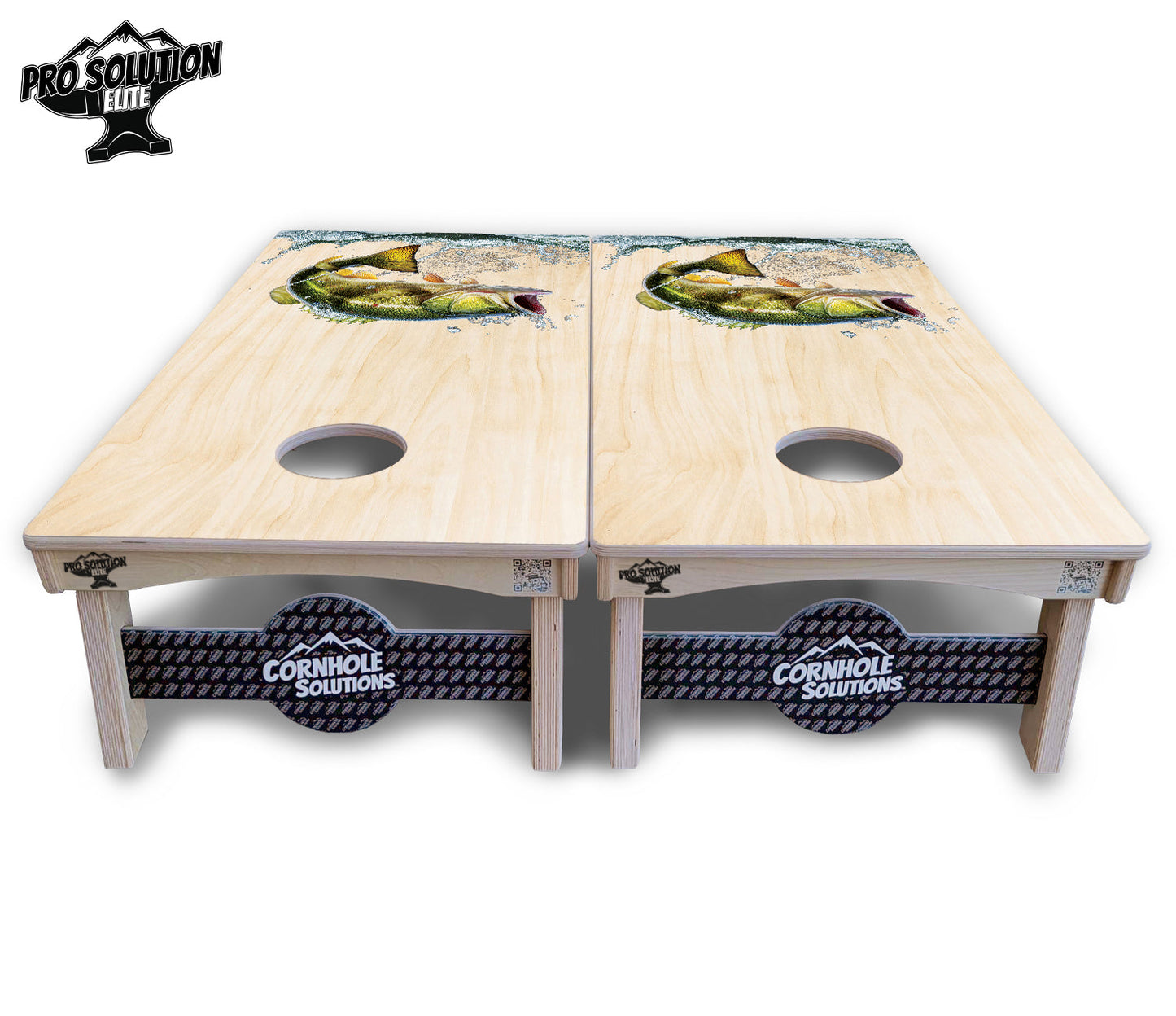 Natural Deer & Fish Cornhole Boards - Pro Solution Elite Series