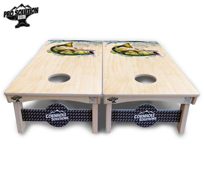 Natural Deer & Fish Cornhole Boards - Pro Solution Elite Series