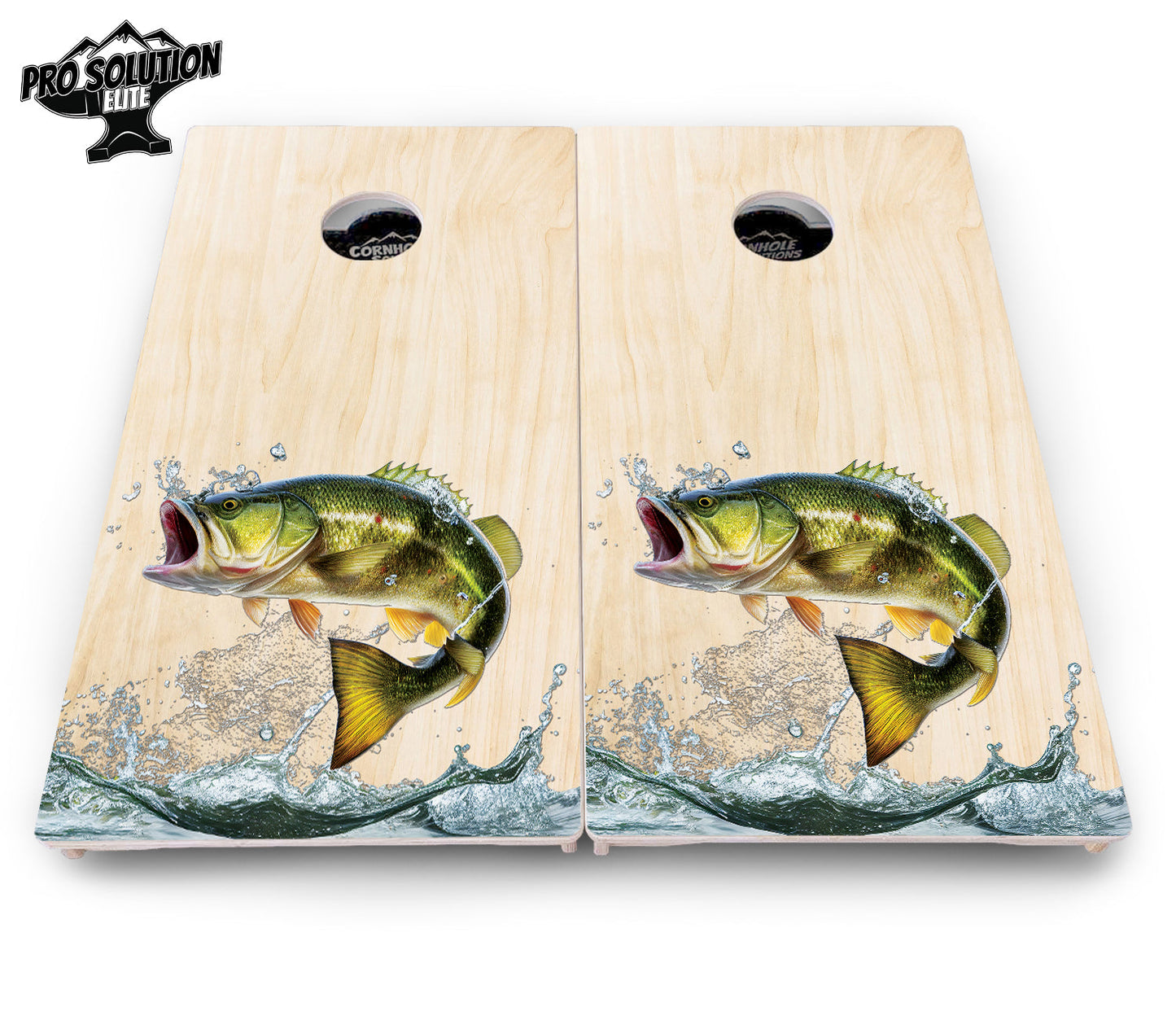 Natural Deer & Fish Cornhole Boards - Pro Solution Elite Series