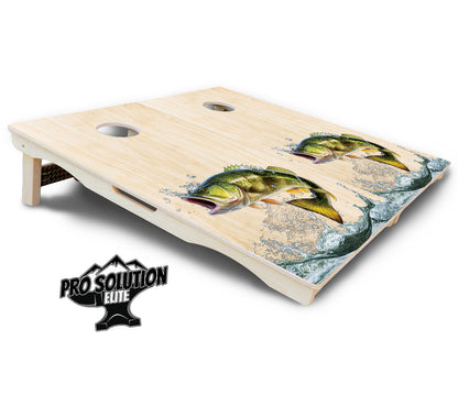 Natural Deer & Fish Cornhole Boards - Pro Solution Elite Series