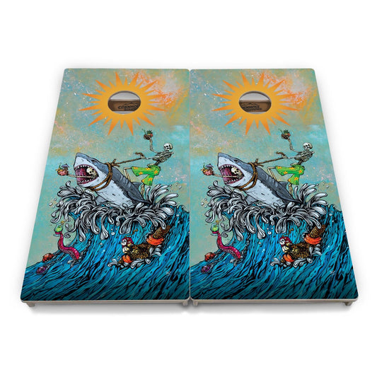 Artist Series Cornhole Boards - Professional Tournament Series - Great White Wave