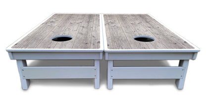 Driftwood Grey Stained Cornhole Boards - All Weather Series