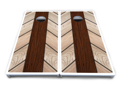 Cream Planks Cornhole Boards - All Weather Series