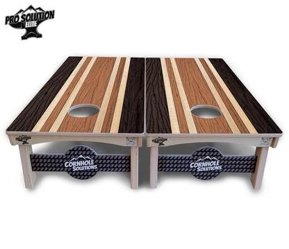 Brown Two Tone Stripes Cornhole Boards - Pro Solution Elite Series