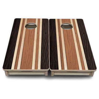 Mini Cornhole Boards - Brown Two Tone Stripes