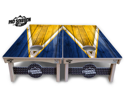 Yellow & Blue Triangle Cornhole Boards - Pro Solution Lite Series