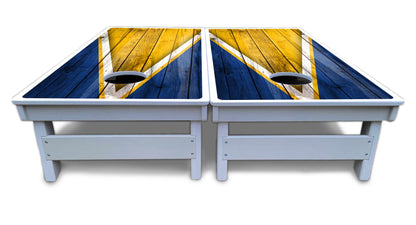 Yellow/Blue Triangle Cornhole Boards - All Weather Series