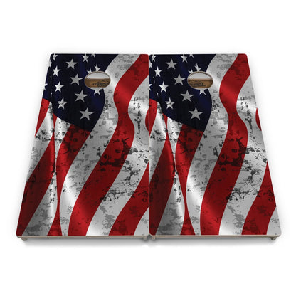 Rustic Wavy Flag Cornhole Boards - Professional Tournament Series