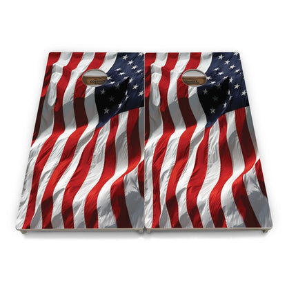Rustic Wavy Flag Cornhole Boards - Professional Tournament Series