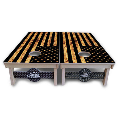 Burnt Rustic Flag Cornhole Boards - Professional Tournament Series