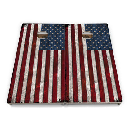 Rustic Wavy Flag Cornhole Boards - Professional Tournament Series