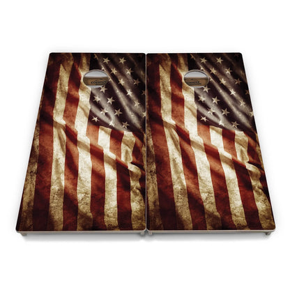 Rustic Wavy Flag Cornhole Boards - Professional Tournament Series
