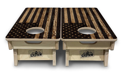 Mini Cornhole Boards - Wood DTOM & Wood Flag