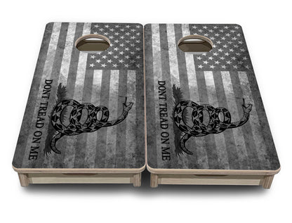 Mini Cornhole Boards - DTOM BW Flag
